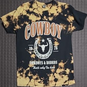 Cowboy Graphic Kids T-Shirt - Black and Tan